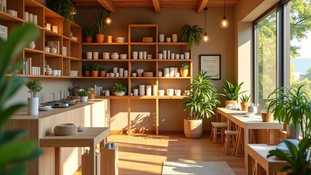 Intérieur d'une boutique éco-responsable rémoise avec des produits biologiques et zéro déchet sur les étagères en bois