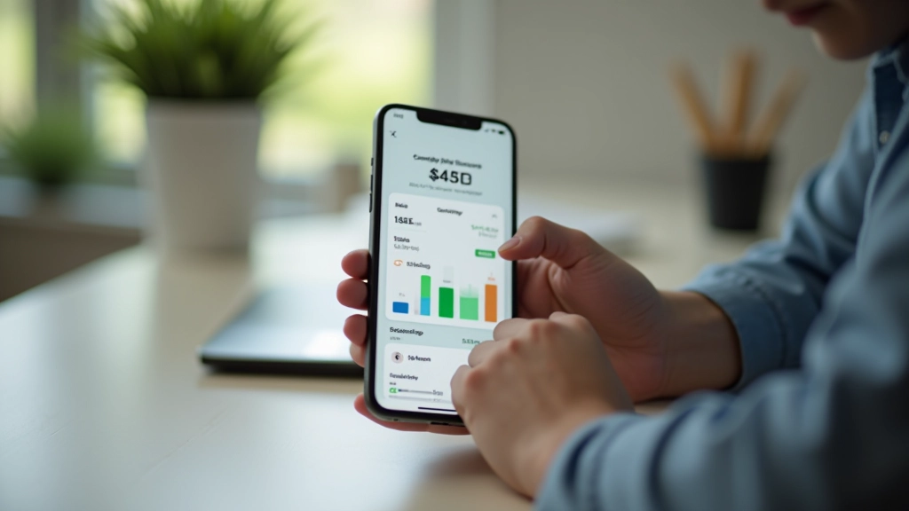 Téléphone mobile avec applications de finance personnelle affichées sur écran, gestion numérique