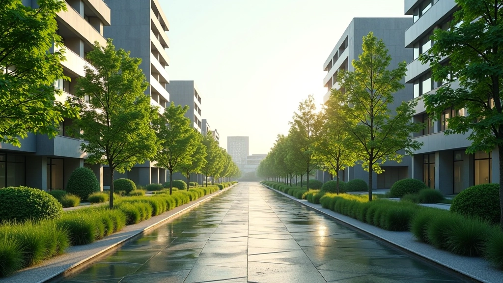 Paysage urbain de Reims avec bâtiments verts et durable, reflet de l'économie verte locale