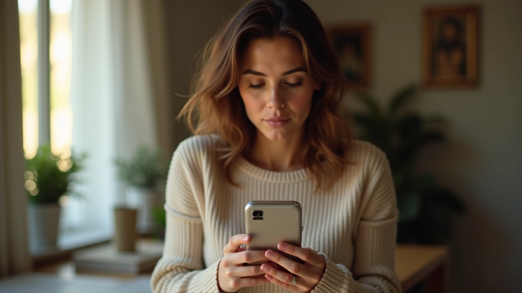 Personne consultant son application de gestion financière sur un portable, assis à un bureau moderne avec cafetière